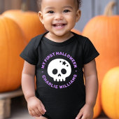 私の初めてのハロウィン かわいいドクロと星と名前 ベビーボディスーツ