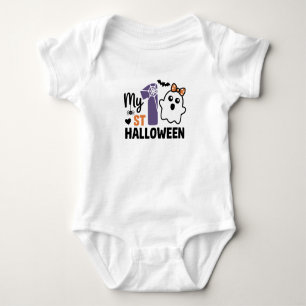 私の初めてのハロウィン かわいい女の子の幽霊 赤ちゃん ベビーボディスーツ