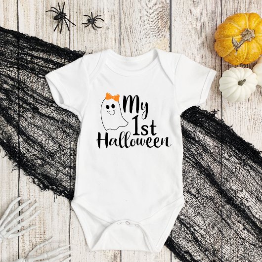 私の初めてのハロウィン 可愛い赤ちゃんの幽霊ちゃん ベビーボディスーツ