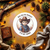 「私の初めてのロデオじゃない」カウボーイの赤ちゃんのウェスタン誕生日 ラウンドシール