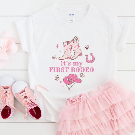 私の初めてのロデオカウガール1歳の誕生日ウェスタン ベビーTシャツ