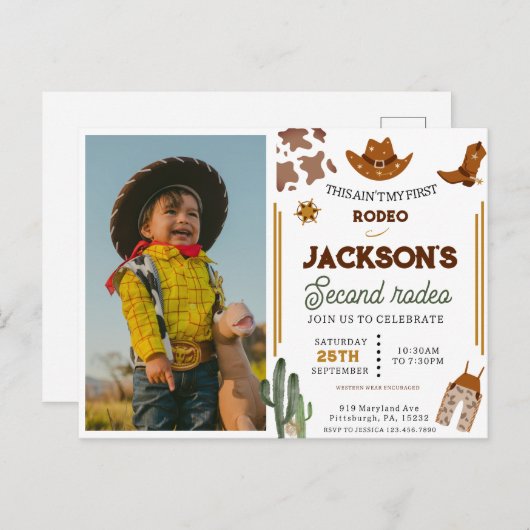 私の初めてのロデオカウボーイの写真 2歳の誕生日 ポストカード (正面/裏面)