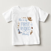 私の初めてのロデオカウボーイ ブルーバースデー ベビーTシャツ (正面)