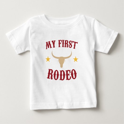 私の初めてのロデオ ウェスタンカウボーイ 初誕生日 ベビーTシャツ (正面)