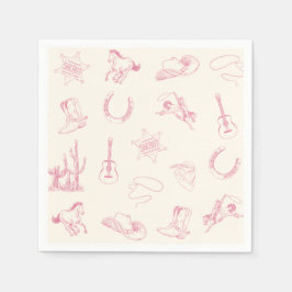 私の初めてのロデオ ピンクカウガール ウエスタン 誕生日 スタンダードカクテルナプキン