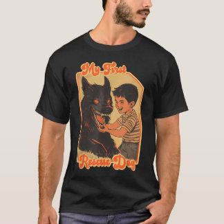 私の初めての保護犬 楽しい - 面白いレスキュー犬グッズ Tシャツ