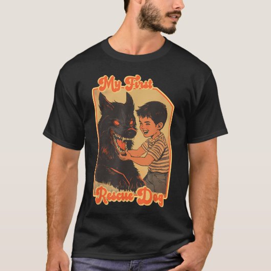 私の初めての保護犬 楽しい - 面白いレスキュー犬グッズ Tシャツ (正面)