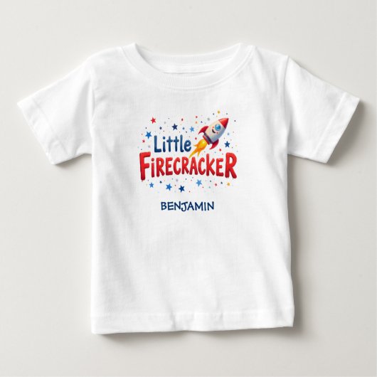 私の初めての独立記念日のロケットギャラクシー ベビーTシャツ (正面)