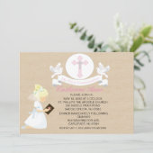 私の初めての聖なる聖餐式の少女ニーリング招待状 招待状 (スタンド正面)