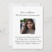 私の初めての聖体拝領 - 十字架と花の写真 招待状 (正面)