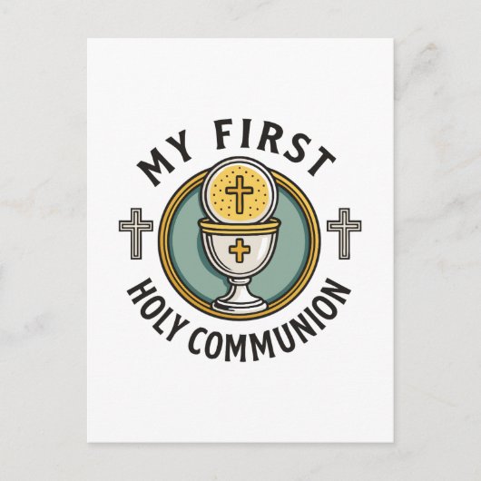 私の初めての聖体拝領 聖体 クリスチャン 初めて シーズンポストカード (正面)