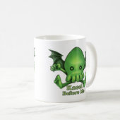 私の前のかわいいCthulhuのチビ（小さくかわいく書いた感じ）のKneel コーヒーマグカップ (正面右)