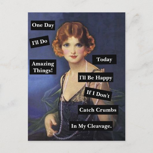 私の劈開用ヴィンテージの女性に粉々おもしろい ポストカード (正面)