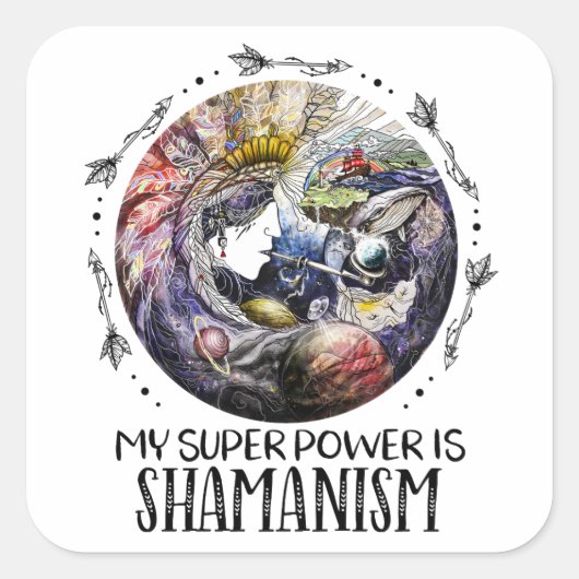 私の力すごいはシャーマニズムのステッカー スクエアシール (正面)