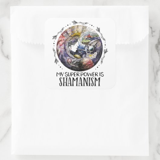 私の力すごいはシャーマニズムのステッカー スクエアシール (バッグ)