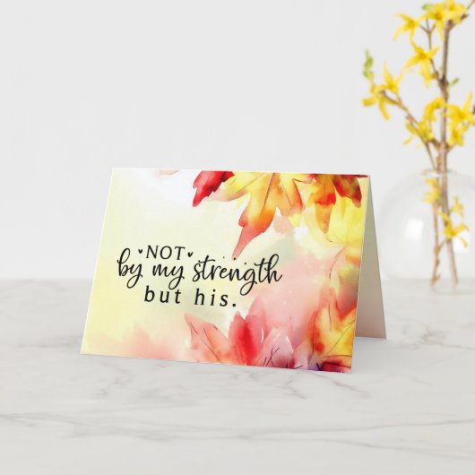 私の力ではなく、キリスト教の聖書の引用文 カード (黄色い花)