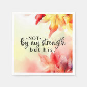 私の力ではなく、キリスト教の聖書の引用文 スタンダードカクテルナプキン (正面)
