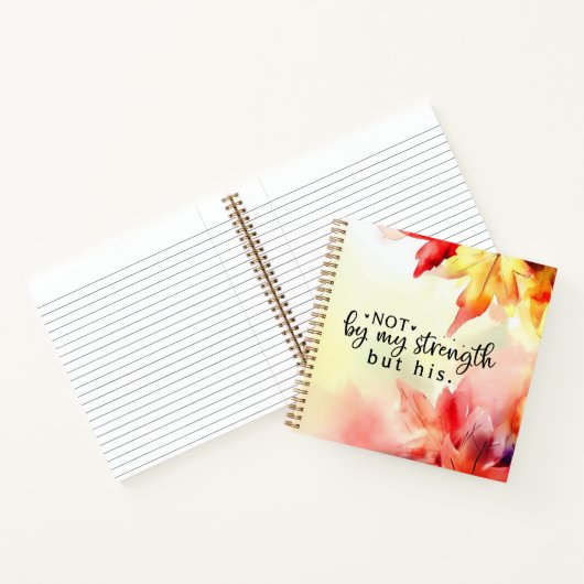 私の力ではなく、キリスト教の聖書の引用文 ノートブック (内部)