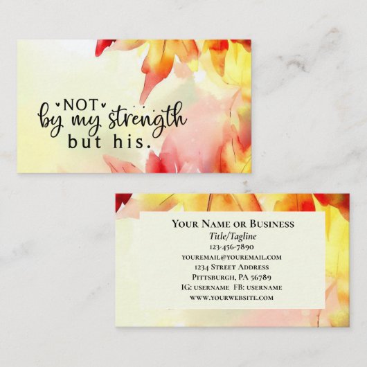 私の力ではなく、キリスト教の聖書の引用文 名刺 (正面/裏面)