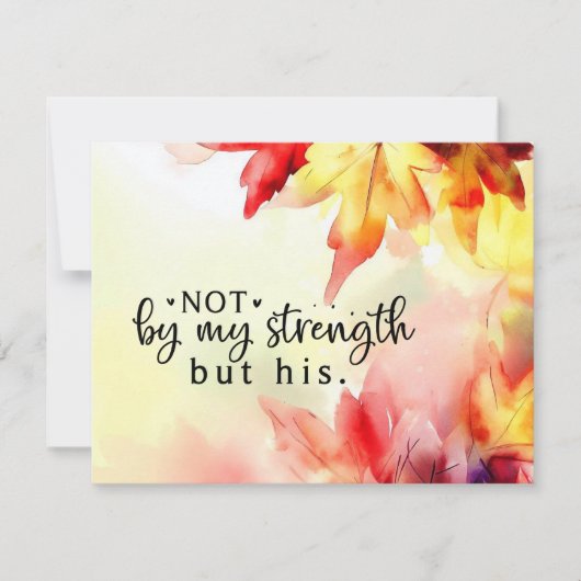 私の力ではなく、彼のキリスト教の引用文カード (正面)