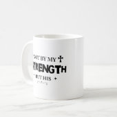 私の力ではなく、彼の力による バイブルの名言 イエスキリストの愛好家 コーヒーマグカップ (正面左)