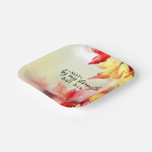 私の力によるのではない、彼の力による キリスト教聖書の引用 ペーパープレート (傾斜あり)