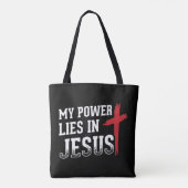 私の力はキリスト教のキリスト教Tシャツにある トートバッグ (裏面)