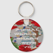 私の動物界:美しい木と鳥のデザイン キーホルダー (正面)