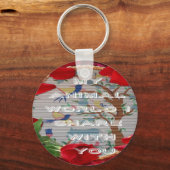 私の動物界:美しい木と鳥のデザイン キーホルダー (正面)