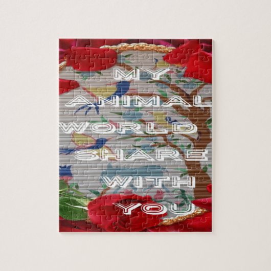 私の動物界：美しい木と鳥のデザイン ジグソーパズル (縦)