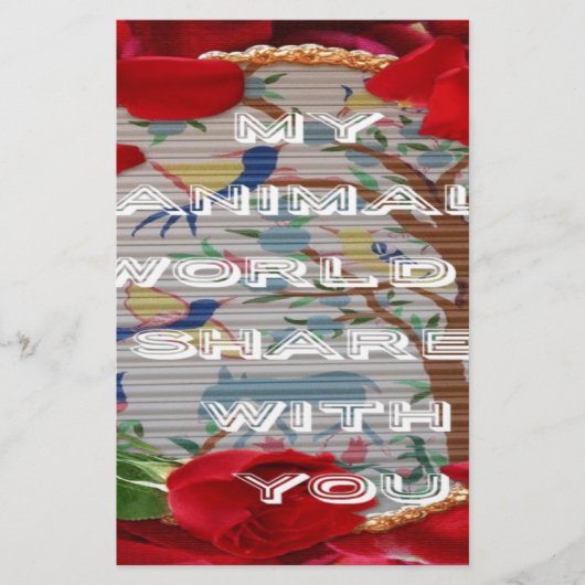 私の動物界:美しい木と鳥のデザイン 便箋 (正面)