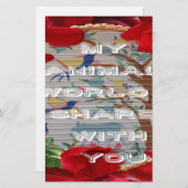 私の動物界:美しい木と鳥のデザイン 便箋 (正面/裏面)