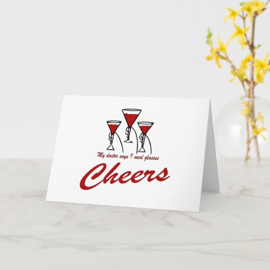 私の医者は私がおもしろいなガラスの応援を必要とすることを言います カード (黄色い花)