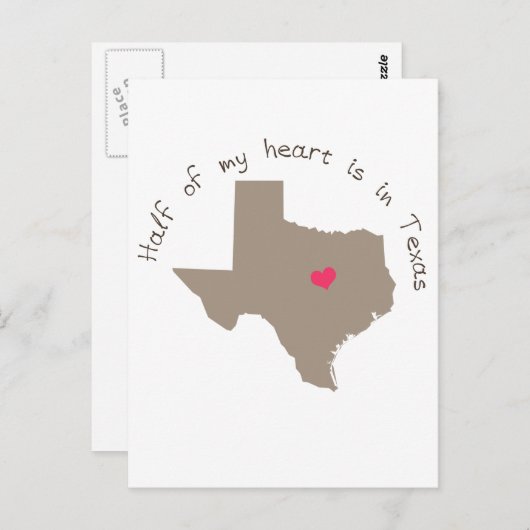 私の半分のハートはテキサス州にある ポストカード (正面/裏面)