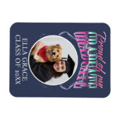 私の卒業生を誇りに思う カスタム写真 クローム ライトニング マグネット (横)