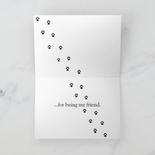 私の友人があることをありがとう サンキューカード (内部)