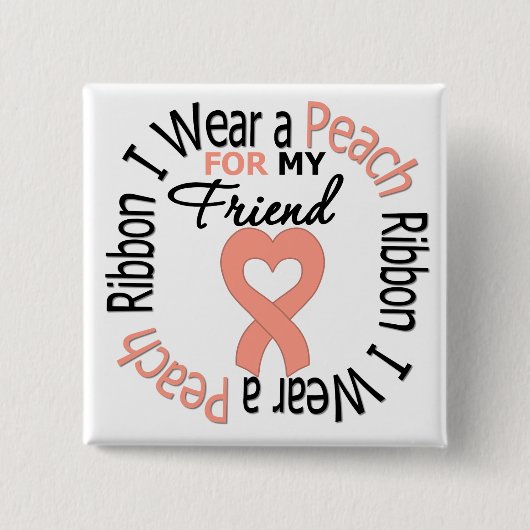私の友人のための衣服桃のリボンの子宮がん 缶バッジ (正面)