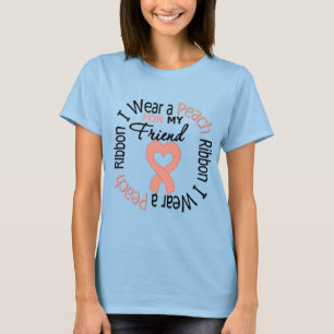 私の友人のための衣服桃のリボンの子宮がん Tシャツ