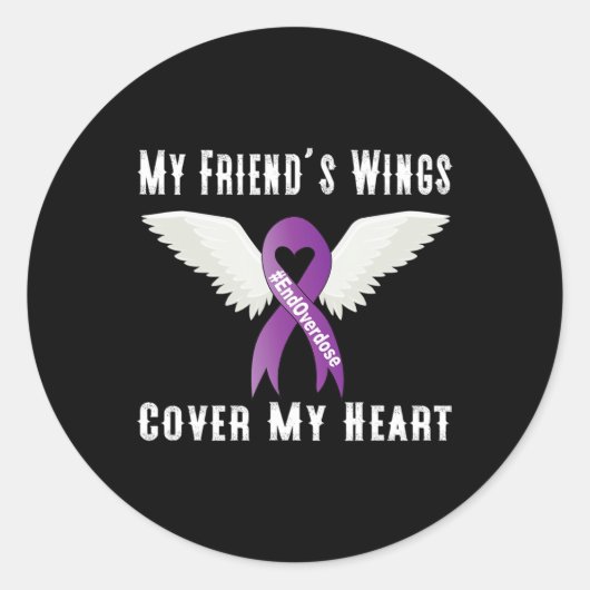 私の友人の翼が私のハートを覆う ラウンドシール (正面)