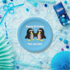 私の友人ペンギンは、双子パッパーソナライズされたプのために ペーパープレート
