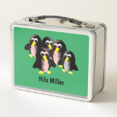 私の友人ペンギンパーソナライズされた子供へ、私 メタルランチボックス (裏面)
