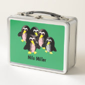 私の友人ペンギンパーソナライズされた子供へ、私 メタルランチボックス (正面)
