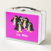 私の友人ペンギンパーソナライズされた子供へ、私 メタルランチボックス (正面)