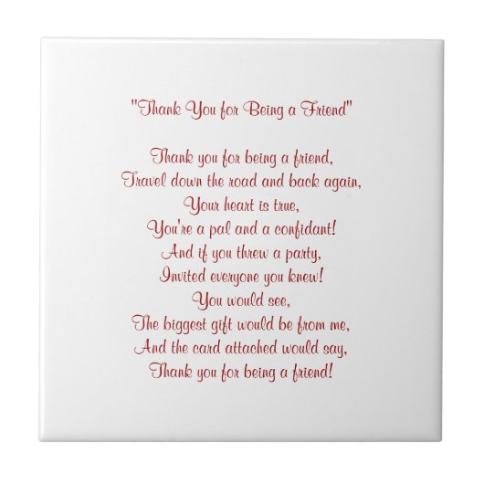 私の友人-タイル/Trivet --があることをありがとう タイル (正面)