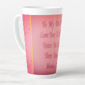 私の友最高の人にさくらんぼ淡い色の赤デザインコーヒー カフェラテマグ (左アングル)