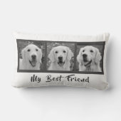 私の友最高の人のグレーとホワイトの写真 ランバークッション (裏面)