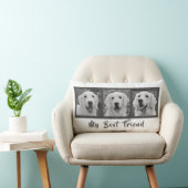 私の友最高の人のグレーとホワイトの写真 ランバークッション (椅子)