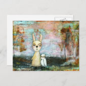 私の友最高の人、ベビーラビット、ベビーフクロウ抽象芸術アート ポストカード (正面/裏面)