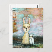 私の友最高の人、ベビーラビット、ベビーフクロウ抽象芸術アート ポストカード (正面/裏面)