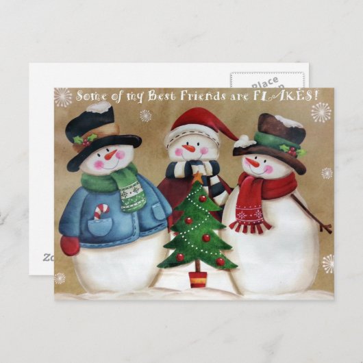 私の友最高の達はフレーク雪だるまはがき ポストカード (正面/裏面)